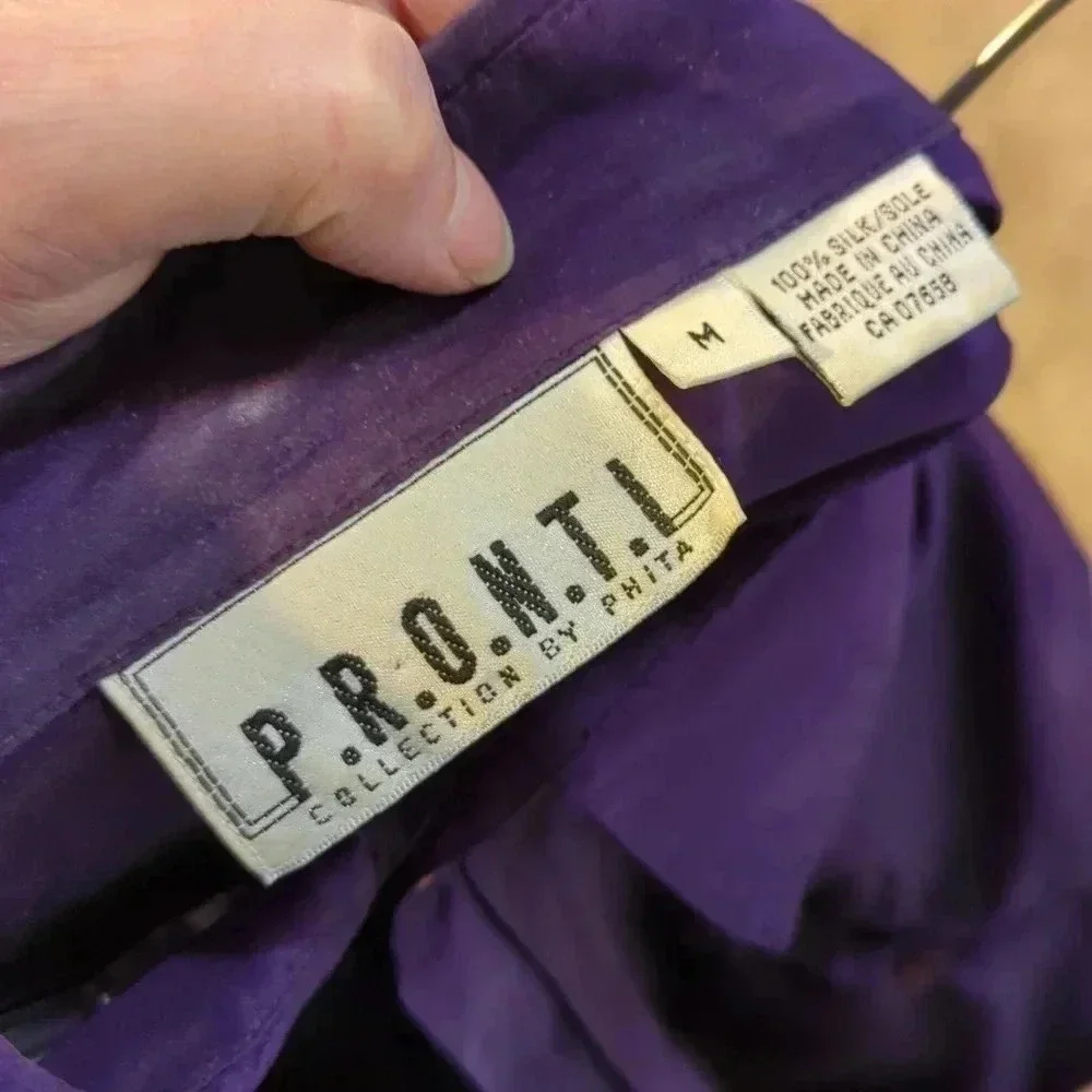 Royal Purple Silk  blouse - Picture 4 of 6